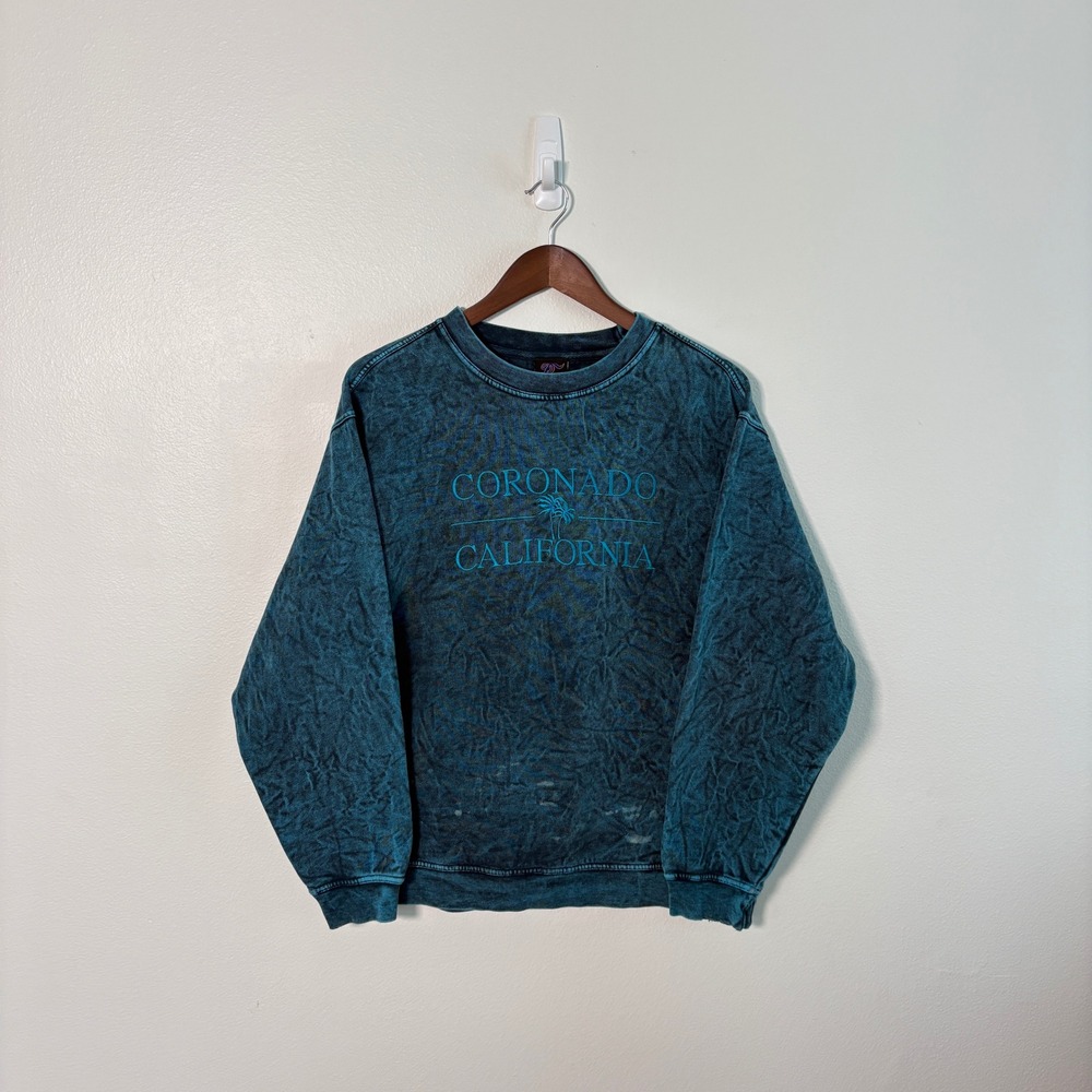 J Galt Activewear Coronado California Sweatshirt Mens Medium Y2K VTG Acid Wash